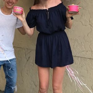 Navy DO+BE Silky Off-The-Shoulder Mini Dress Small